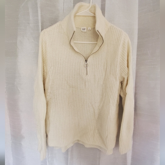 GAP Cream Knit 1/4 Zip Sweater | M - Picture 5 of 6